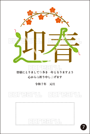 2025年年賀はがき巳年カラー印刷 スタンダード文No.7